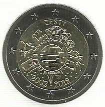 Estonia - 2 Euro 2012 (Km# 70) 10 Anos Euro