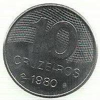 Brasil - 10 Cruzeiros 1980 (Km# 592)