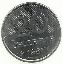 Brasil - 20 Cruzeiros 1981 (Km# 593)