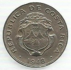 Costa Rica - 1 Colon 1948 (Km# 177)