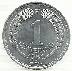 Chile - 1 Centésimo 1961 (Km# 189)