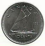 Canadá - 10 Centimos 1991 (Km# 183)