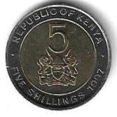 Quenia - 5 Shillings 1997 (Km# 30)