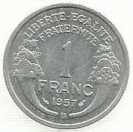 França - 1 Franco 1957 (Km# 885a.2)