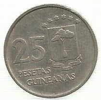 Guiné Equatorial - 25 Pesetas Guineanas 1969 (Km# 3)