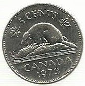 Canadá - 5 Centimos 1973 (Km# 60)