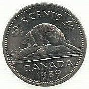 Canadá - 5 Centimos 1989 (Km# 60)