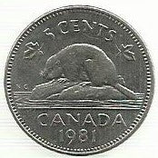 Canadá - 5 Centimos 1981 (Km# 60)