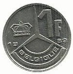 Belgica - 1 Franco 1989 (Km# 170)