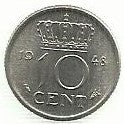 Holanda - 10 Cents 1948 (Km# 177)