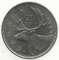 Canadá - 25 Centimos 1989 (Km# 74)