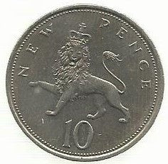 Inglaterra - 10 Pence 1975 (Km# 912)