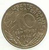 França - 10 Centimos 1984 (Km# 929)