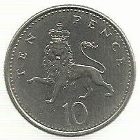 Inglaterra - 10 Pence 1992 (Km# 938b)