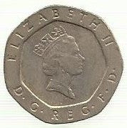 Inglaterra - 20 Pence 1989 (Km# 939)