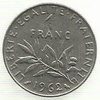 França - 1 Franco 1962 (Km# 925.1)