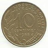 França - 10 Centimos 1988 (Km# 929)