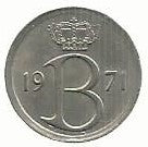 Belgica - 25 Centimos 1971 (Km# 154.1)