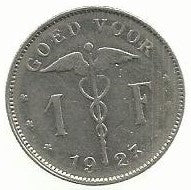 Belgica - 1 Franco 1923 (Km# 90)