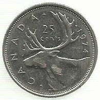 Canadá - 25 Centimos 1974 (Km# 62b)