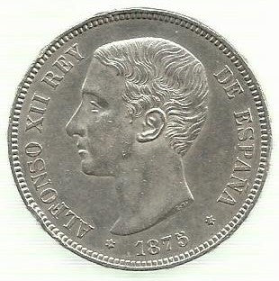 Espanha - 5 Pesetas 1875 (Km# 671)