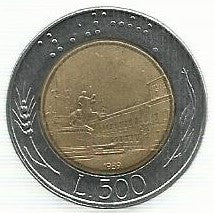 Italia - 500 Liras 1989 (Km# 111)