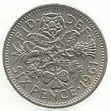 Inglaterra - 6 Pence 1961 (Km# 903)