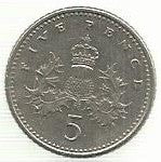 Inglaterra - 5 Pence 1990 (Km# 937)