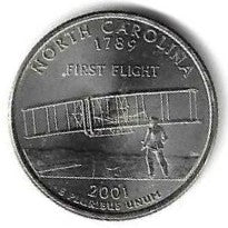 USA - 25 Cents 2001  (Km# 319) Norte Carolina