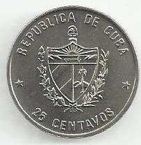 Cuba - 25 Centavos 1989 (Km# 361) Alexander Von Humbolot