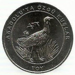 Turquia - 1 Kurus 2018 (Km# Novo) Great Bustard