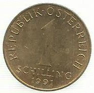 Austria - 1 Schilling 1991 (Km# 2886)