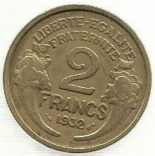 França - 2 Francos 1932 (Km# 886)