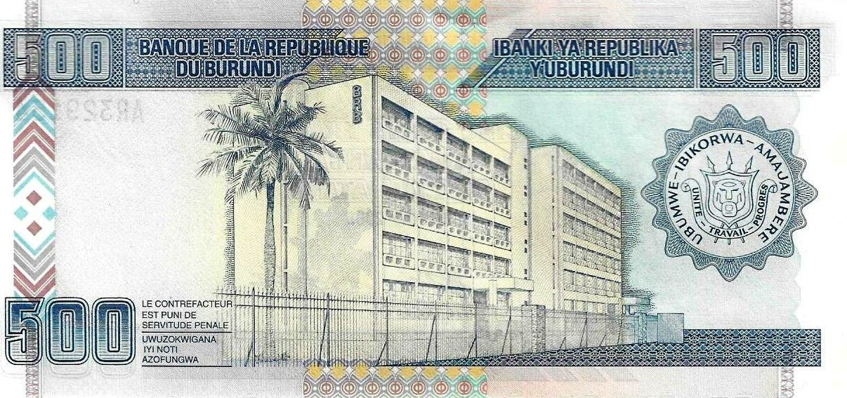 Burundi - 500 Francos 2003 (# 38c)