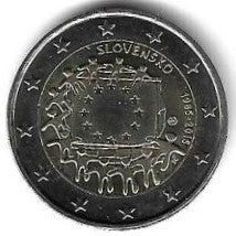 Eslovaquia - 2 Euro 2015 (Km# 132) 30 Anos Bandeira Europa