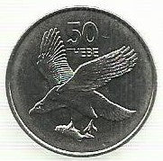 Botswana - 50 Thebe 2001 (Km# 29)