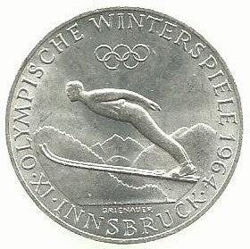 Austria - 50 Schillings 1965 (Km# 2896) Olimpiadas Inverno