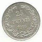 Finlandia - 25 Pennia 1916 (S)(Km# 6)