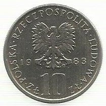 Polonia - 10 Zlotych 1983 (Km# 73) Boreslaw Prus