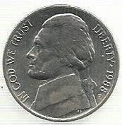 USA - 5 Cents 1988 (Km# A192)