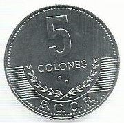 Costa Rica - 5 Colones 2008 (Km# 227b)