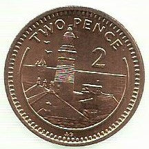 Gibraltar - 2 Pence 1991 (Km# 21)