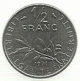 França - 1/2 Franco 1971 (Km# 931.1)