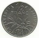 França - 1/2 Franco 1975 (Km# 931.1)