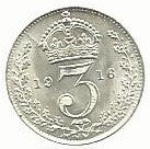 Inglaterra - 3 Pence 1916 (Km# 813)