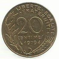 França - 20 Centimos 1979 (Km# 930)