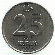 Turquia - 25 Kurus 2005 (Km# 1167)