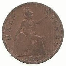 Inglaterra - 1/2 Penny 1936 (Km# 837)