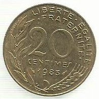 França - 20 Centimos 1983 (Km# 930)