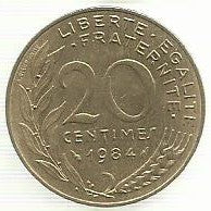 França - 20 Centimos 1984 (Km# 930)